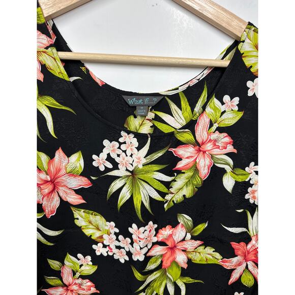 What if....?  Silk Sleeveless Tops Lot of 2 Floral Tropical Fairy Vintage Size M - Picture 8 of 11